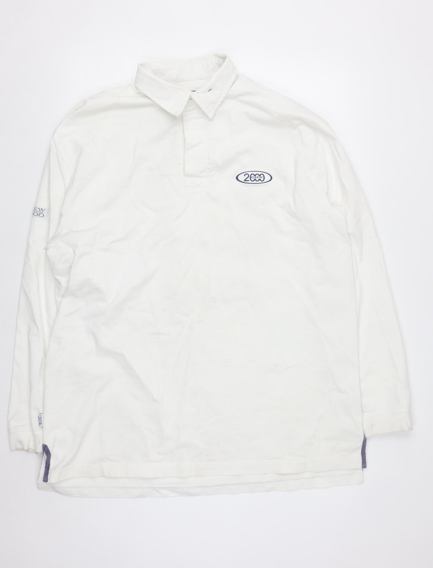 Crew Clothing Co Men's White XL Henley Style Sweatshirt
