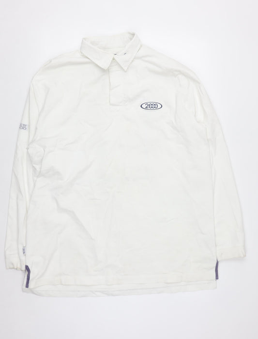 Crew Clothing Co Men's White XL Henley Style Sweatshirt