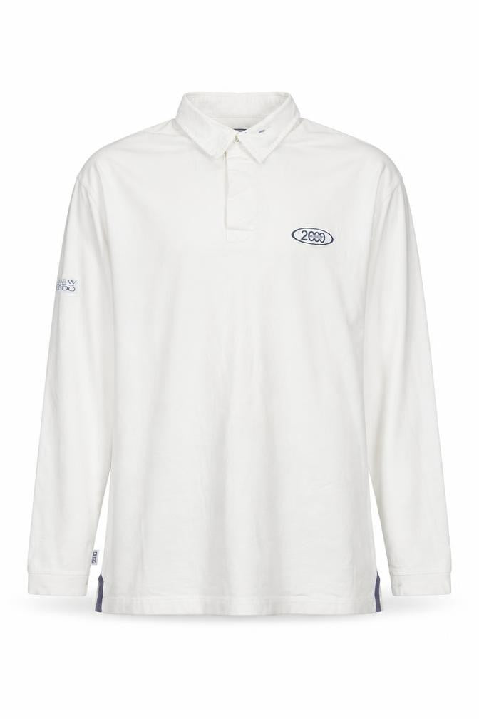 Front view of Crew Clothing Men's White XL Henley Style Sweatshirt