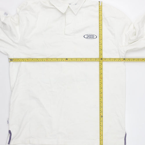 Crew Clothing Co Men's White XL Henley Style Sweatshirt