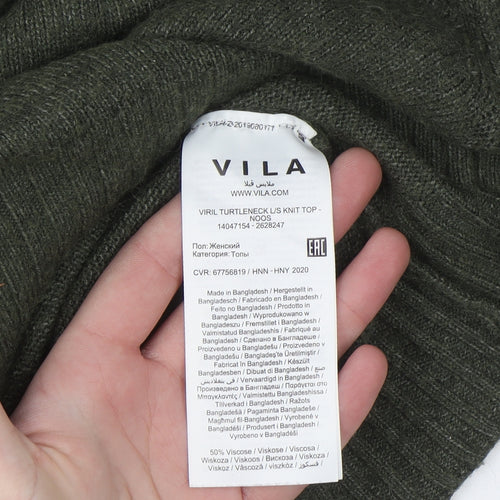 VILA Womens Green Roll Neck Knit Jumper XS