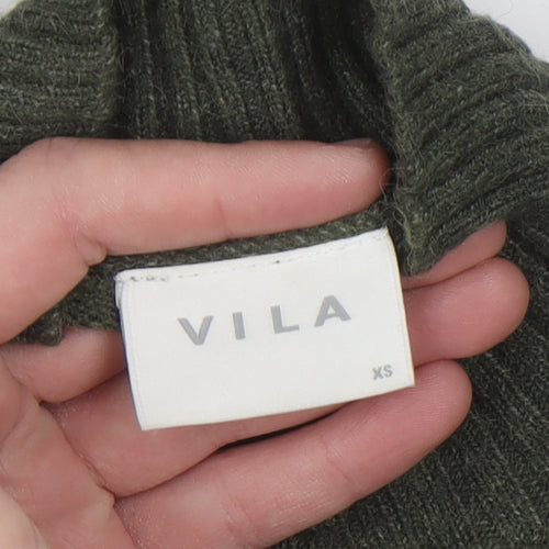 VILA Womens Green Roll Neck Knit Jumper XS