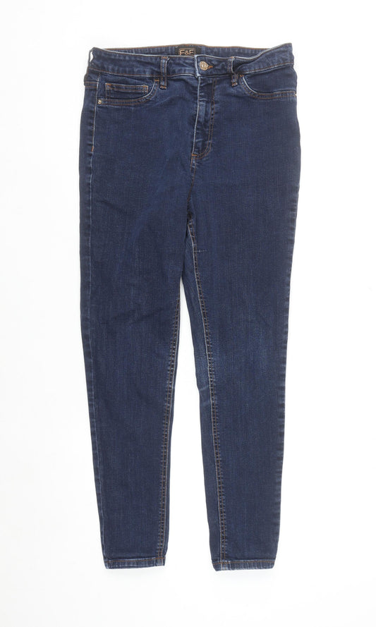 F&F Women’s Blue Skinny Jeans Size 12 Short Denim Stretch