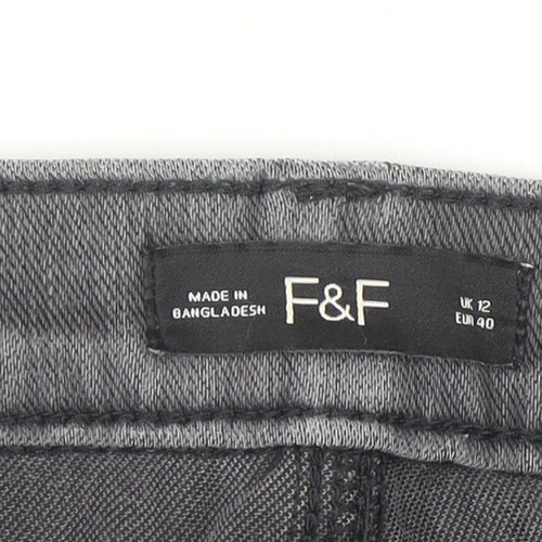 F&F Women’s Grey Skinny Jeans Size 12 Stretch Denim