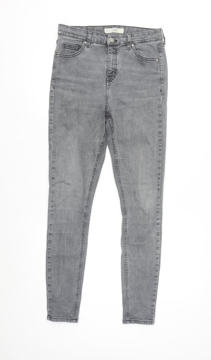 Topshop Women’s Grey Skinny Jeans Size 12 Regular Stretch Denim