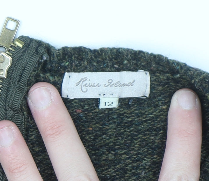 River Island Women’s Green Fox Wool Blend Jumper Size 12