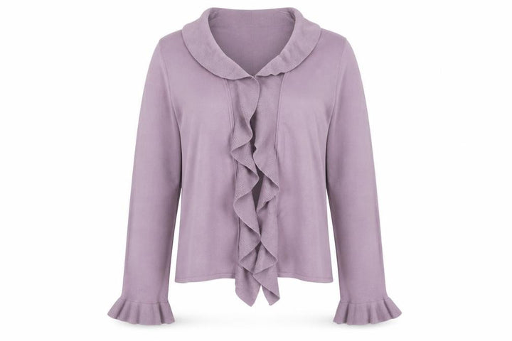 Wallis Women’s Purple Ruffle Collar Open Knit Cardigan Size 14