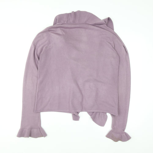 Wallis Women’s Purple Ruffle Collar Open Knit Cardigan Size 14