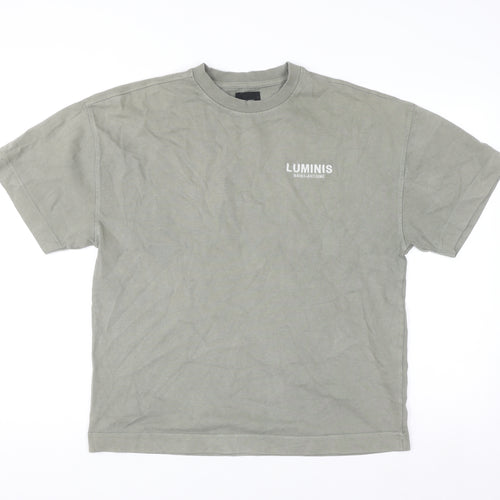 River Island Un_Planned Mens Khaki Crew Neck Graphic T-Shirt Size S