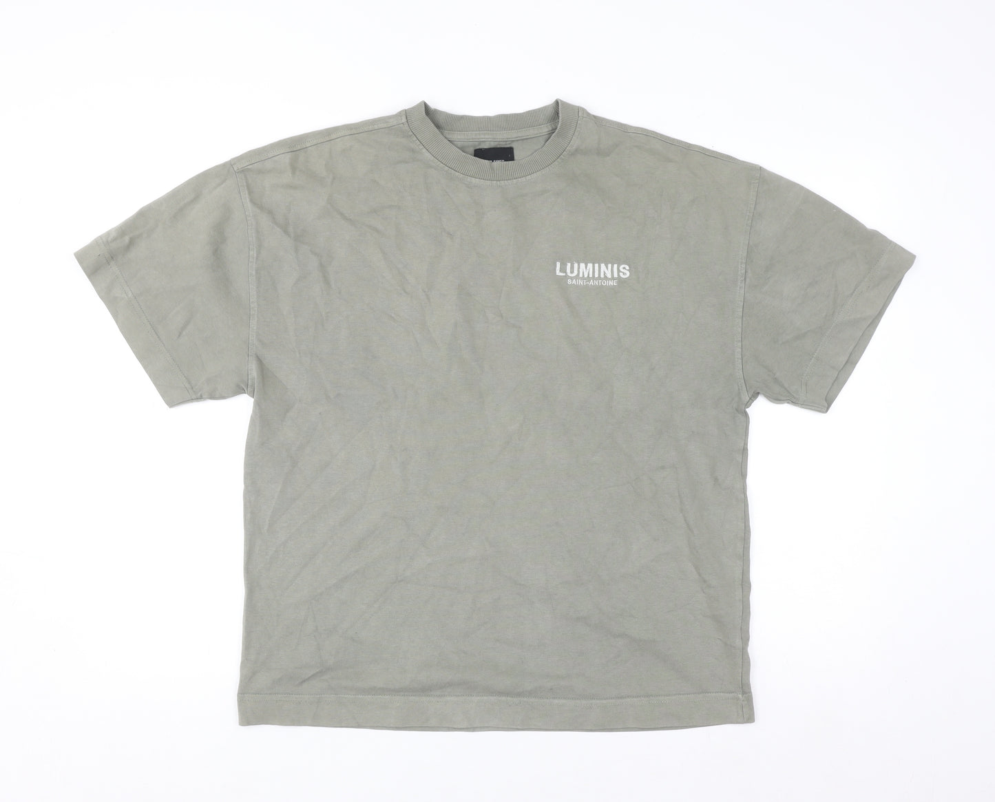 River Island Un_Planned Mens Khaki Crew Neck Graphic T-Shirt Size S