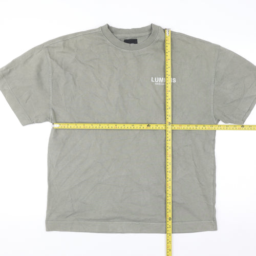 River Island Un_Planned Mens Khaki Crew Neck Graphic T-Shirt Size S