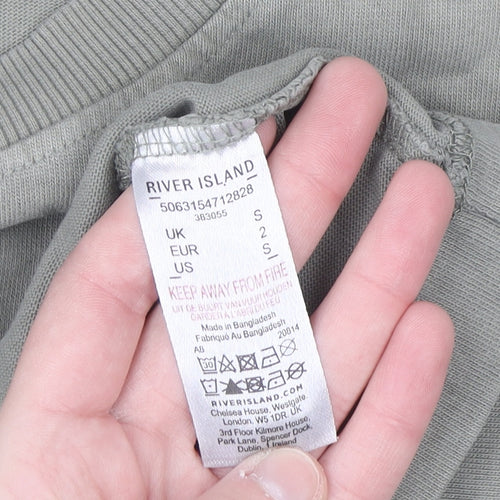 River Island Un_Planned Mens Khaki Crew Neck Graphic T-Shirt Size S
