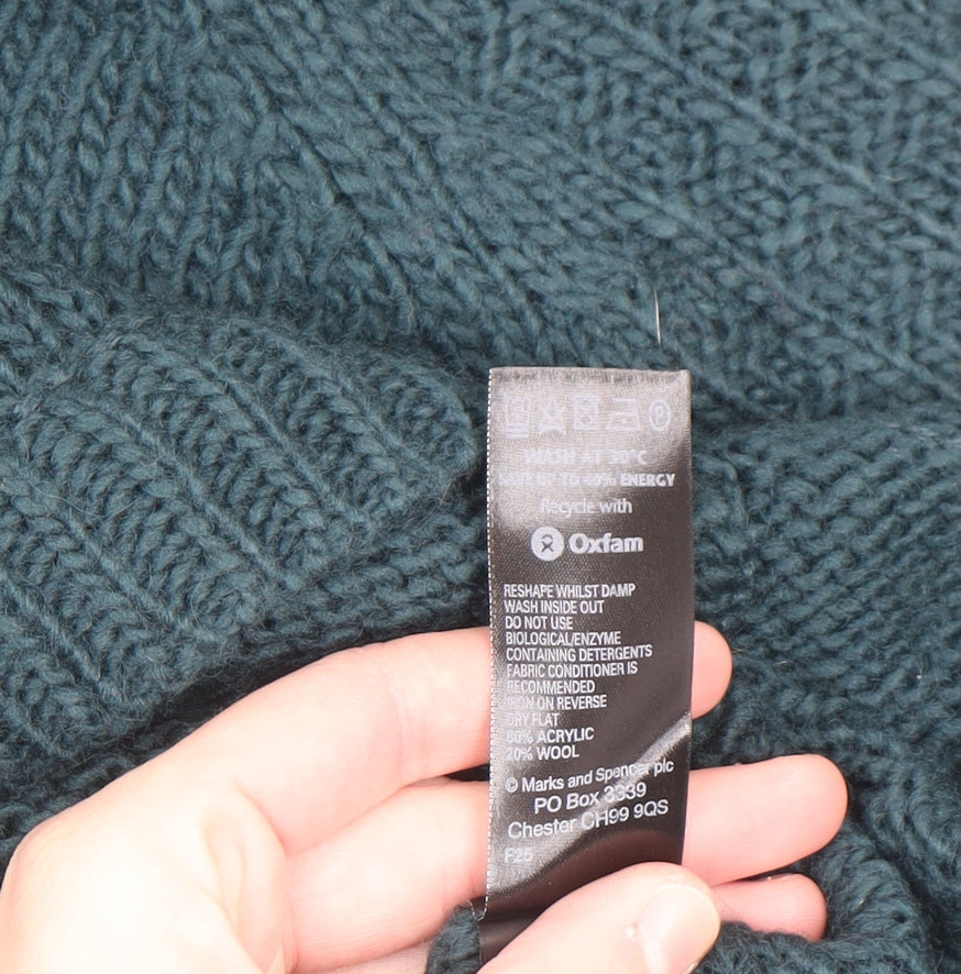 Marks and Spencer Women Green Size 14 Chunky Knit Jumper