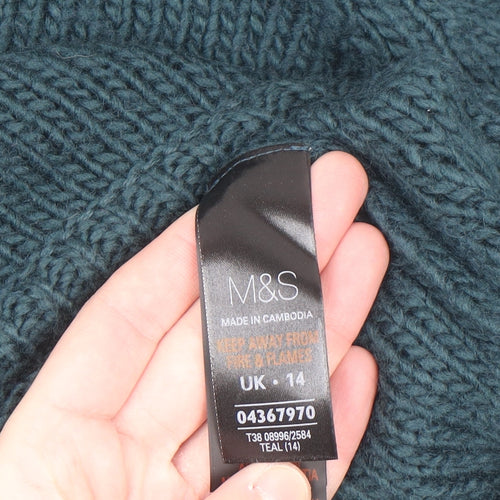 Marks and Spencer Women Green Size 14 Chunky Knit Jumper