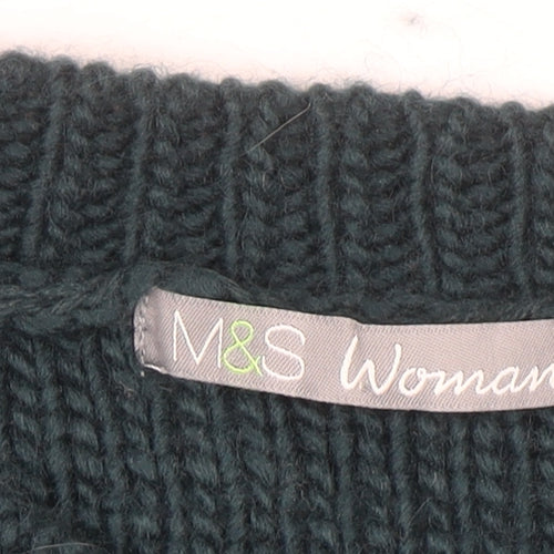 Marks and Spencer Women Green Size 14 Chunky Knit Jumper
