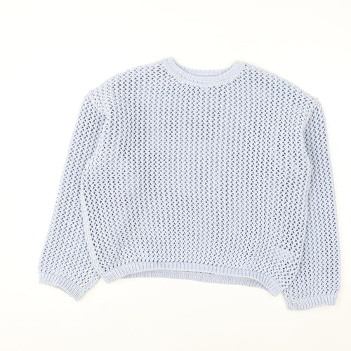Marks and Spencer Women’s Blue Open-Knit Polyester Jumper L