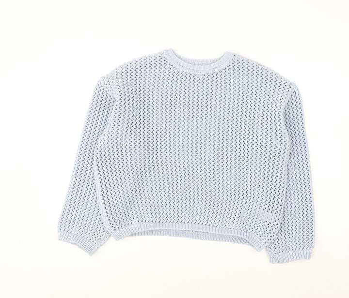 Marks and Spencer Women’s Blue Open-Knit Polyester Jumper L