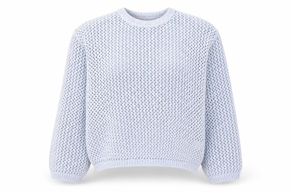 Front view of Marks & Spencer Women’s Blue Open-Knit Polyester Jumper L
