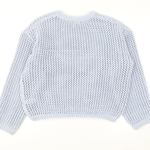 Marks and Spencer Women’s Blue Open-Knit Polyester Jumper L