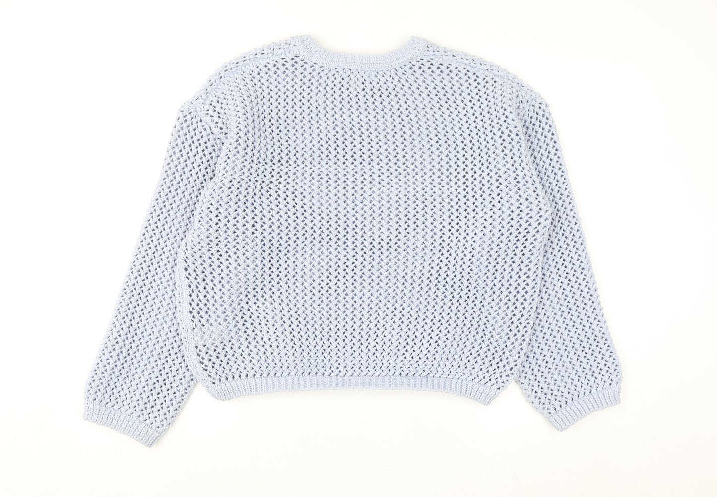 Marks and Spencer Women’s Blue Open-Knit Polyester Jumper L