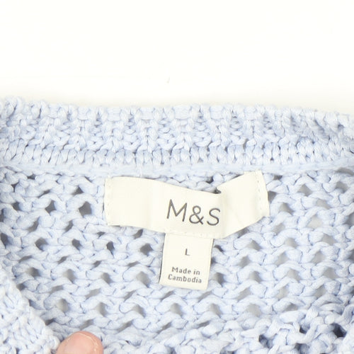 Marks and Spencer Women’s Blue Open-Knit Polyester Jumper L
