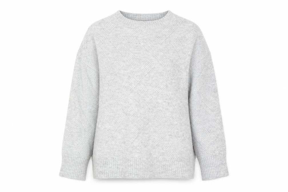 Front view of New Look Women's Grey Knit Crew Neck jumper, size S