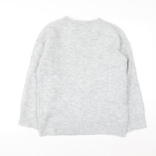 New Look Women's Grey Knit Crew Neck Pullover Jumper Size S
