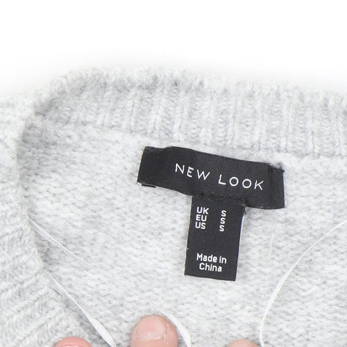 New Look Women's Grey Knit Crew Neck Pullover Jumper Size S