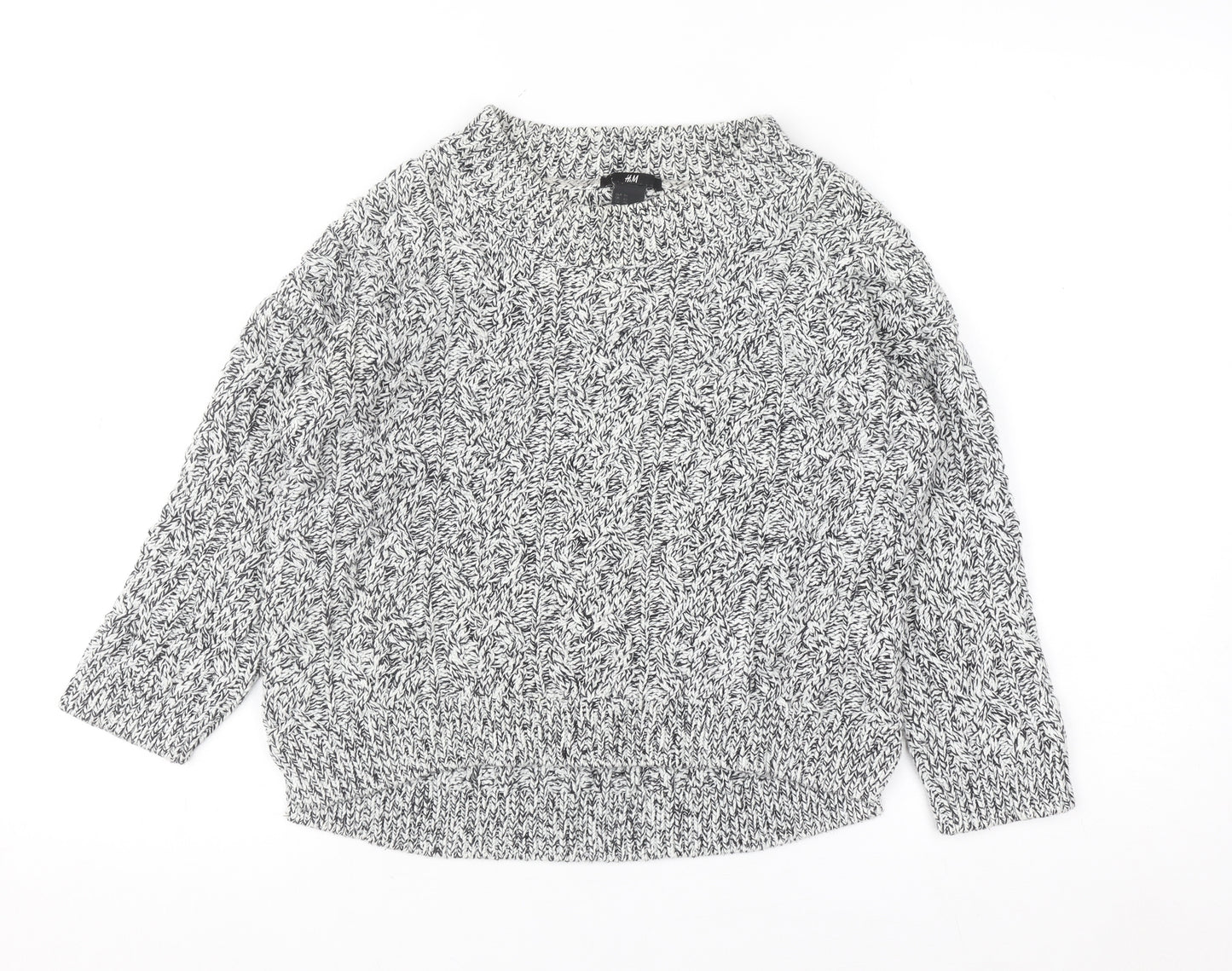 H&M Womens Grey Chunky Knit Pullover Jumper XS