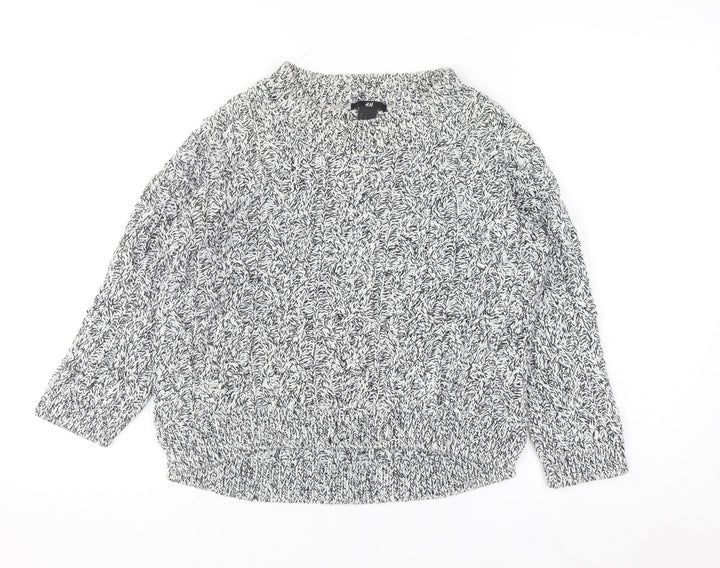 H&M Womens Grey Chunky Knit Pullover Jumper XS
