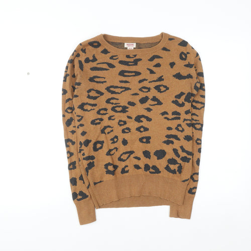 Mossimo Women's Brown Leopard Print Crew Neck Pullover Jumper XS