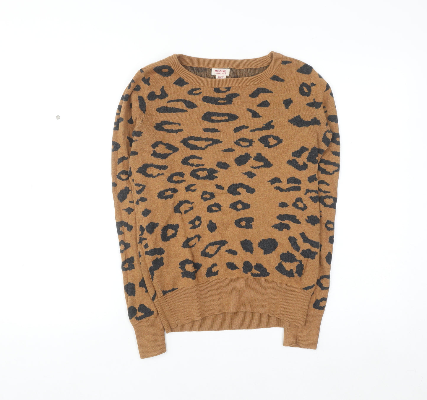 Mossimo Women's Brown Leopard Print Crew Neck Pullover Jumper XS