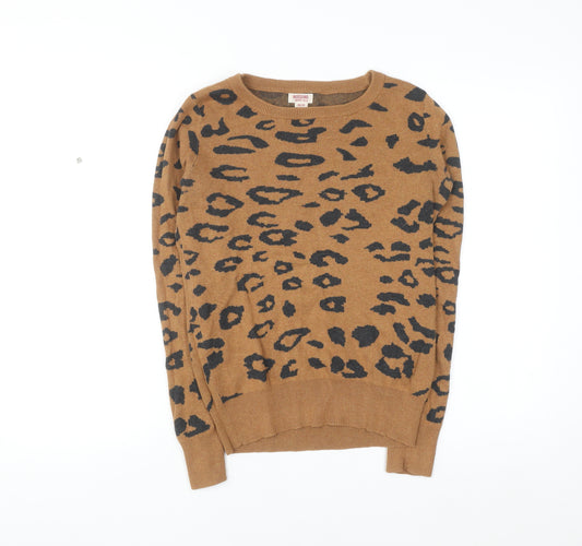Mossimo Women's Brown Leopard Print Crew Neck Pullover Jumper XS