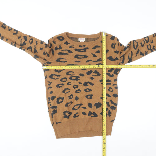 Mossimo Women's Brown Leopard Print Crew Neck Pullover Jumper XS