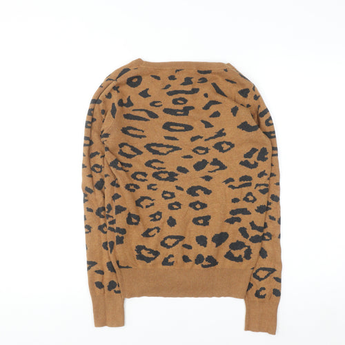 Mossimo Women's Brown Leopard Print Crew Neck Pullover Jumper XS