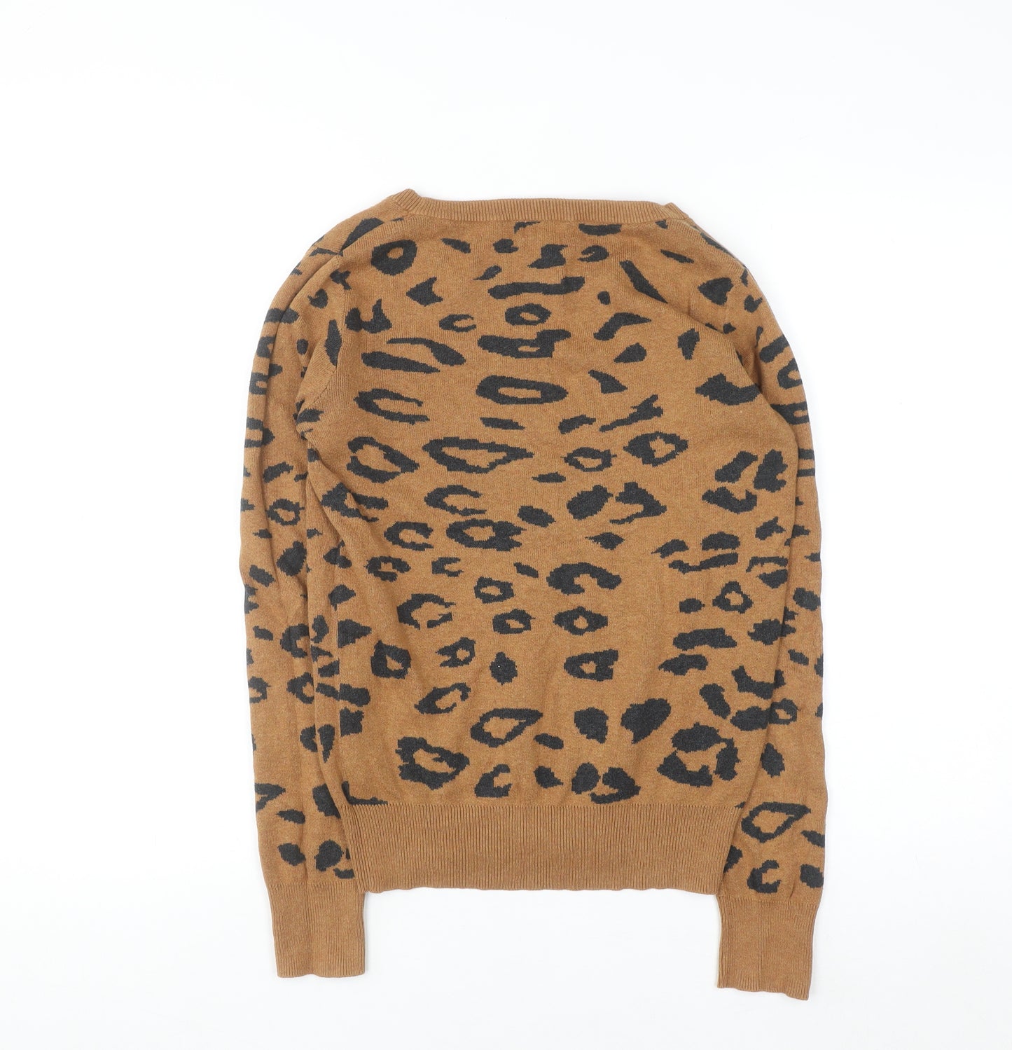 Mossimo Women's Brown Leopard Print Crew Neck Pullover Jumper XS