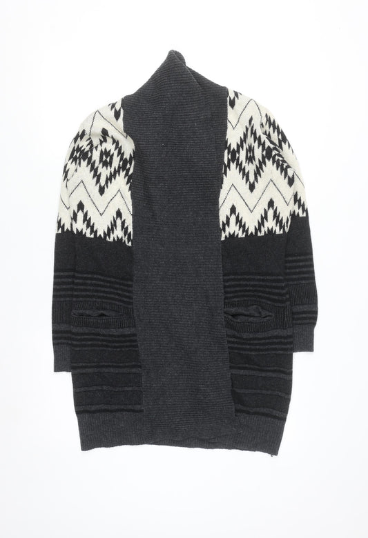 Punt Roma Women Black Aztec Knit Cardigan Size S Long Sleeve