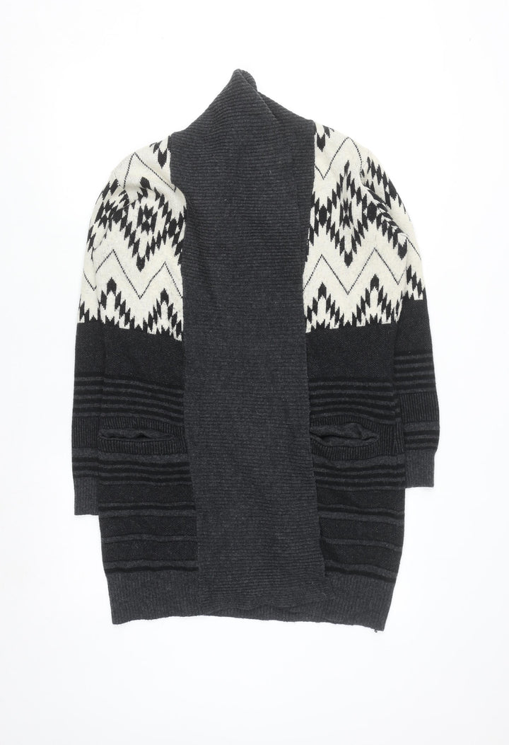 Punt Roma Women Black Aztec Knit Cardigan Size S Long Sleeve