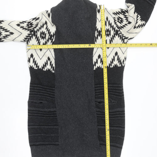 Punt Roma Women Black Aztec Knit Cardigan Size S Long Sleeve