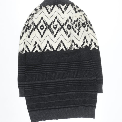 Punt Roma Women Black Aztec Knit Cardigan Size S Long Sleeve