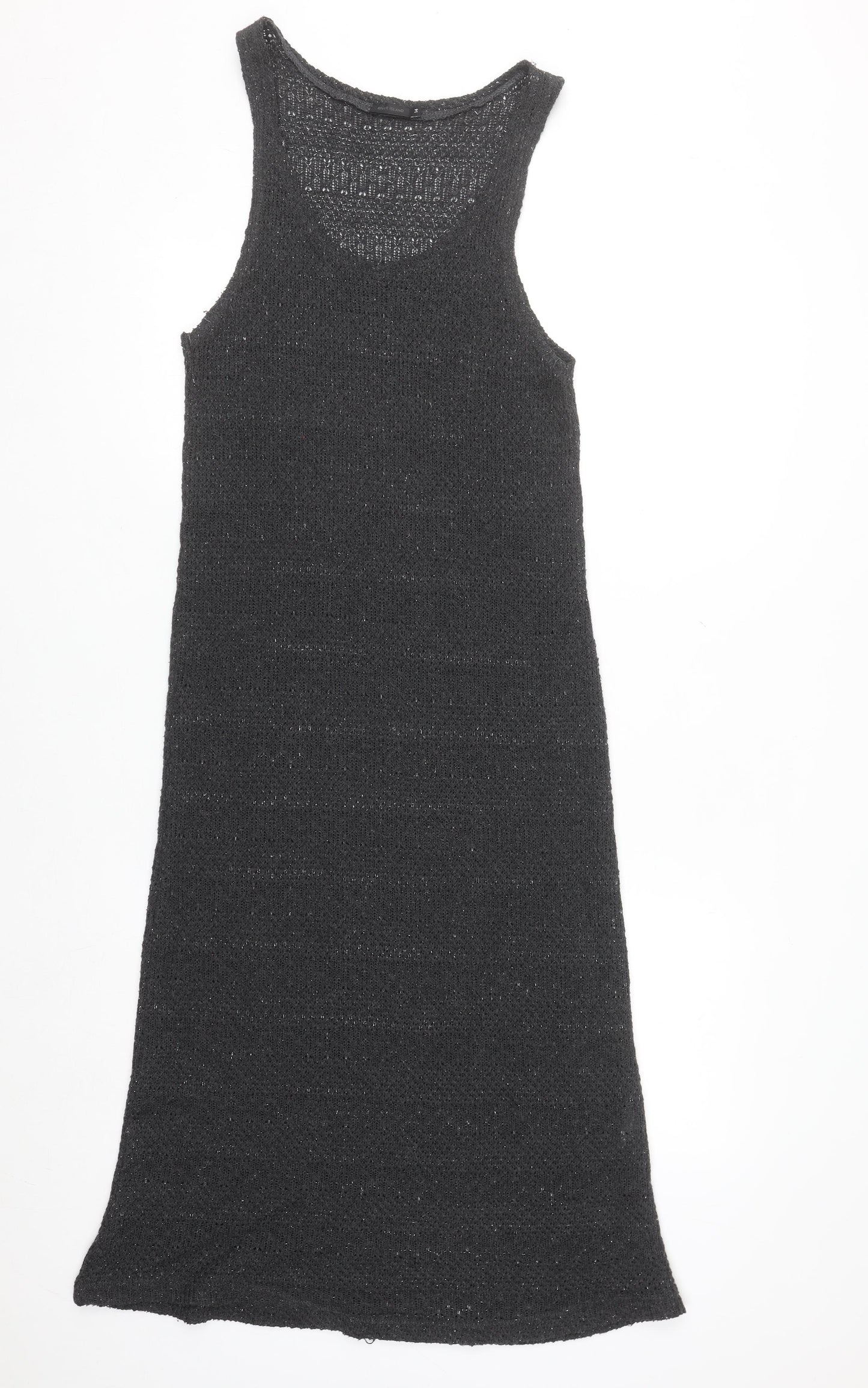 River Island Women’s Black Knit Tank Midi Dress Size 14 Sleeveless