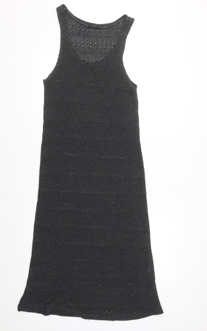 River Island Women’s Black Knit Tank Midi Dress Size 14 Sleeveless