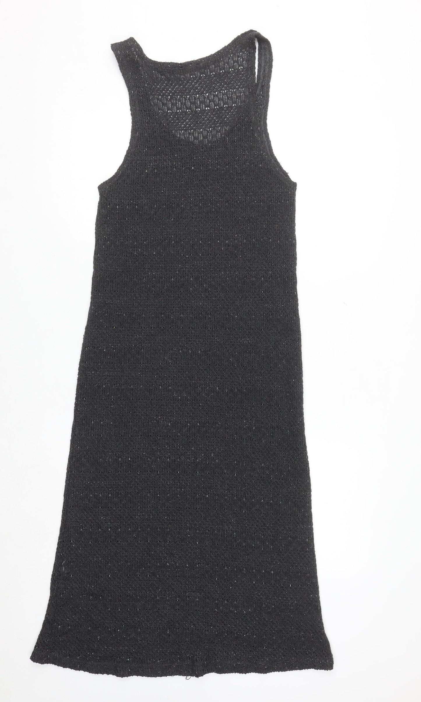 River Island Women’s Black Knit Tank Midi Dress Size 14 Sleeveless