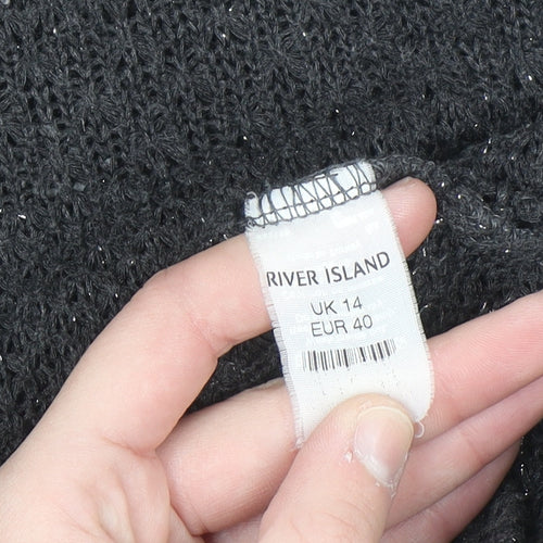 River Island Women’s Black Knit Tank Midi Dress Size 14 Sleeveless