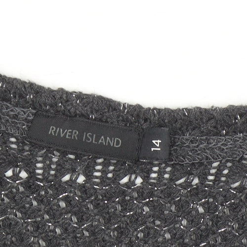 River Island Women’s Black Knit Tank Midi Dress Size 14 Sleeveless