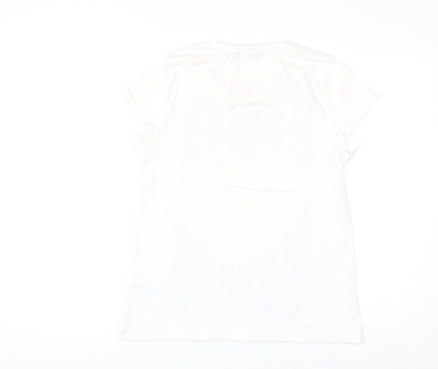 Dorothy Perkins Women White Glitter Heart Graphic T-Shirt Size 12