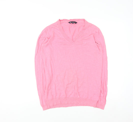 Crew Clothing Womens Pink Cotton V-Neck Jumper Size 12