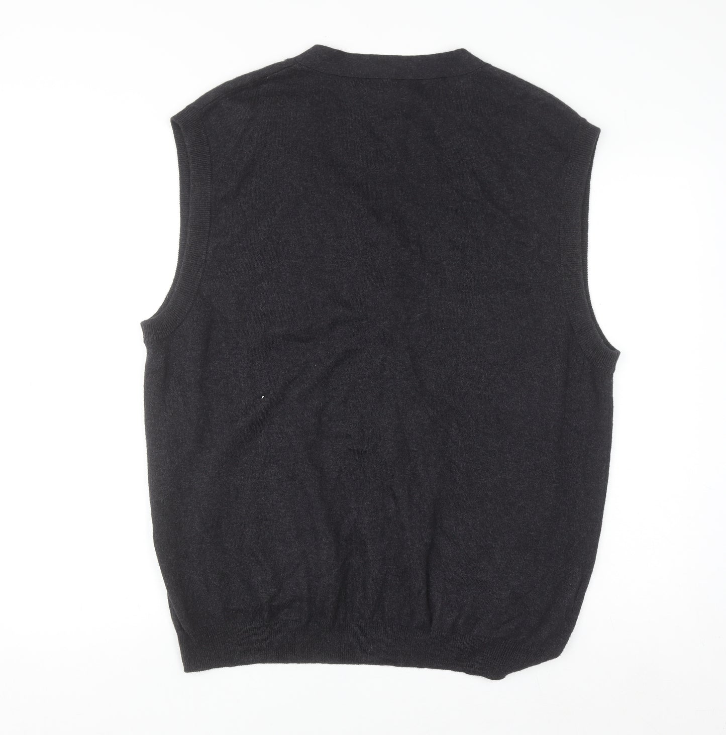 Woolovers Mens Black Wool Cashmere Sleeveless Button Cardigan L