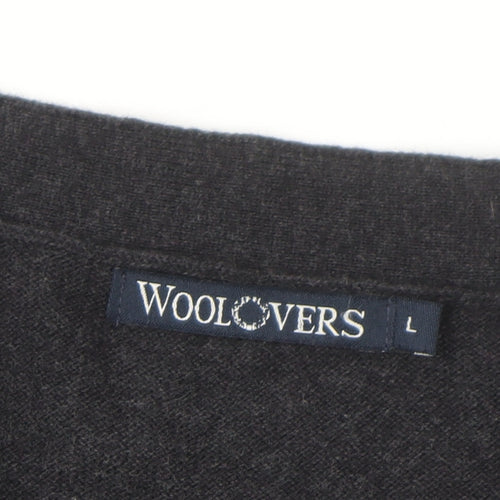 Woolovers Mens Black Wool Cashmere Sleeveless Button Cardigan L