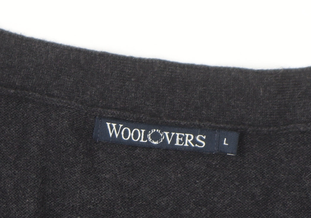Woolovers Mens Black Wool Cashmere Sleeveless Button Cardigan L